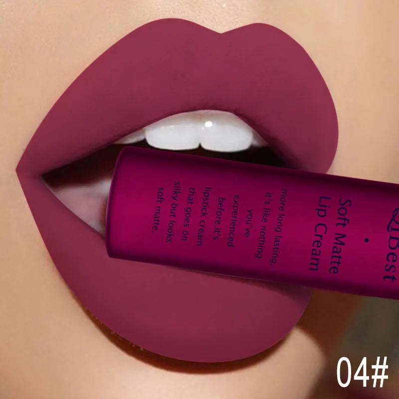 QIBEST Sexy Velvet Matte Lip Gloss Liquid Lipstick Lipgloss Beauty Red Nude Waterproof Long-lasting Lip Stain Makeup For Women - Fabs things