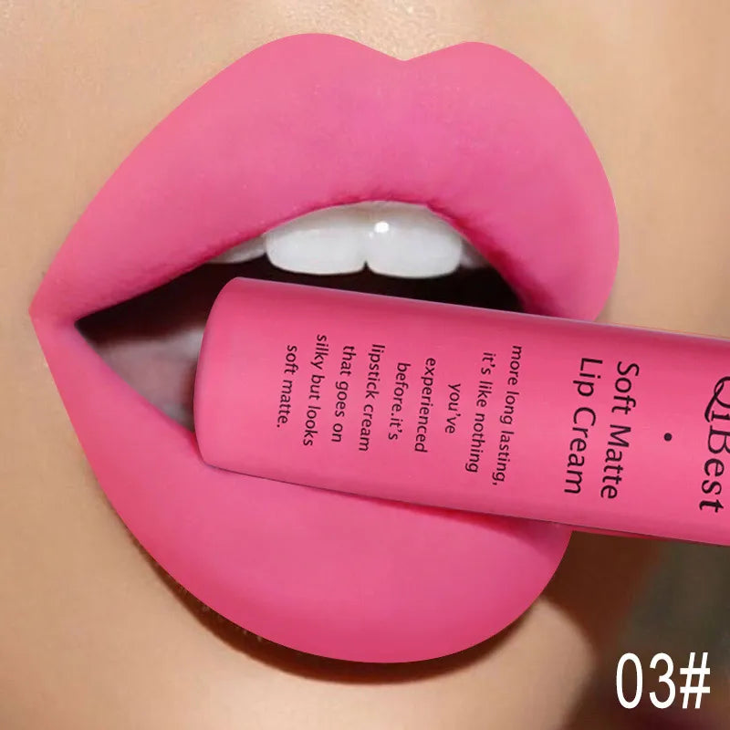 QIBEST Sexy Velvet Matte Lip Gloss Liquid Lipstick Lipgloss Beauty Red Nude Waterproof Long-lasting Lip Stain Makeup For Women - Fabs things