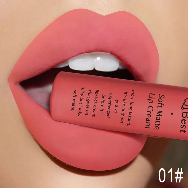 QIBEST Sexy Velvet Matte Lip Gloss Liquid Lipstick Lipgloss Beauty Red Nude Waterproof Long-lasting Lip Stain Makeup For Women - Fabs things