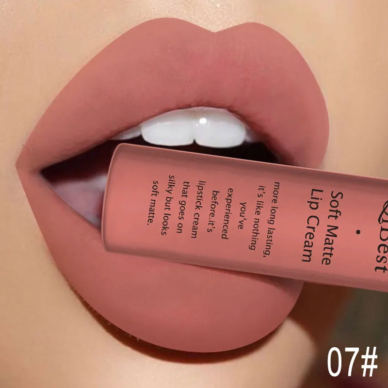 QIBEST Sexy Velvet Matte Lip Gloss Liquid Lipstick Lipgloss Beauty Red Nude Waterproof Long-lasting Lip Stain Makeup For Women - Fabs things