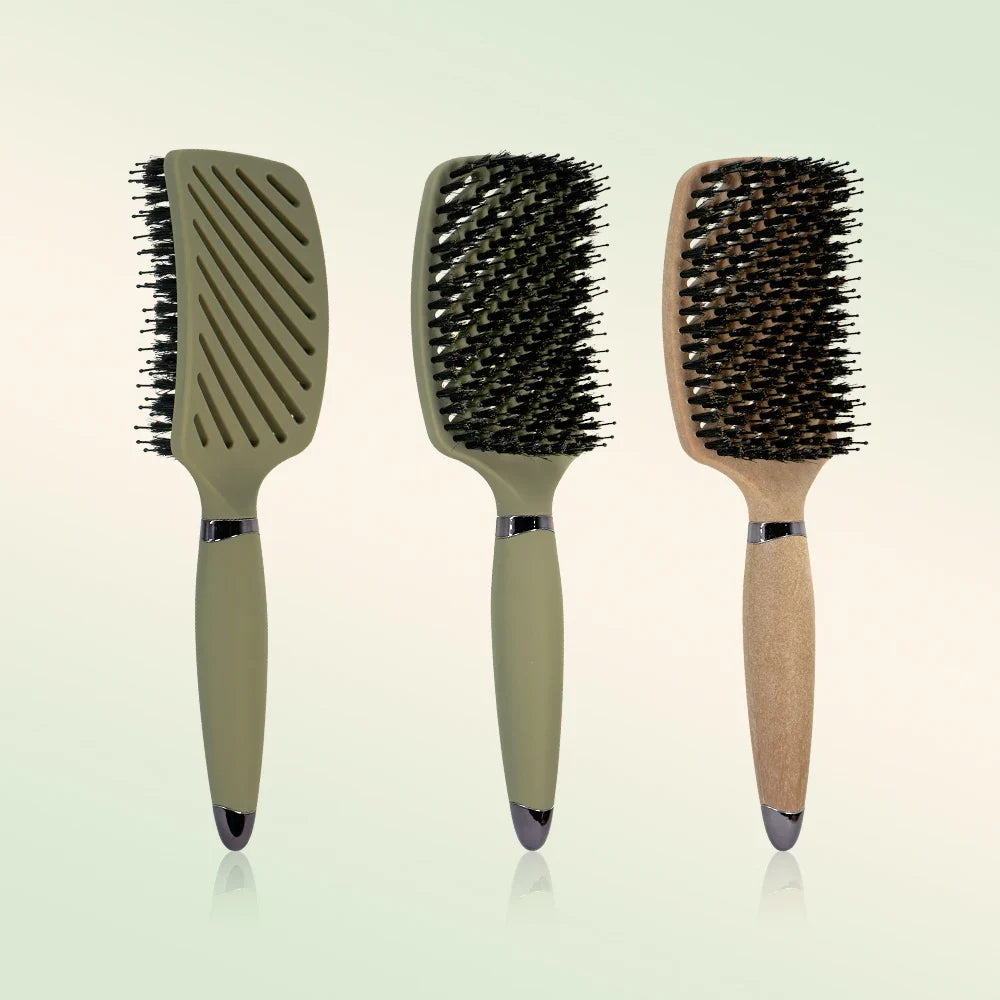 1PC Boar Bristle Detangling Hair Comb Hollow Out Hair Brush Anti-Static Scalp Massage Hairbrush Salon Styling Tools For Gifting - Fabs things