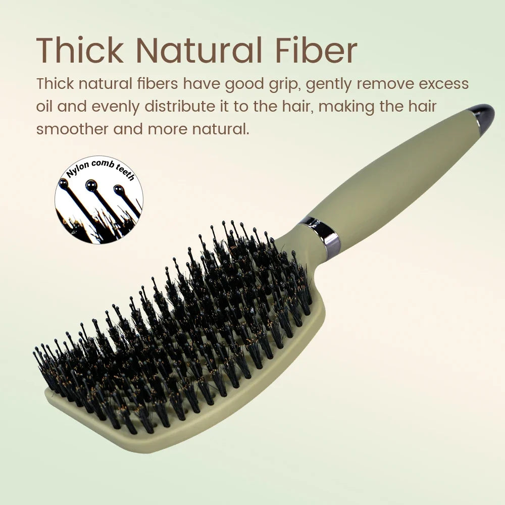1PC Boar Bristle Detangling Hair Comb Hollow Out Hair Brush Anti-Static Scalp Massage Hairbrush Salon Styling Tools For Gifting - Fabs things
