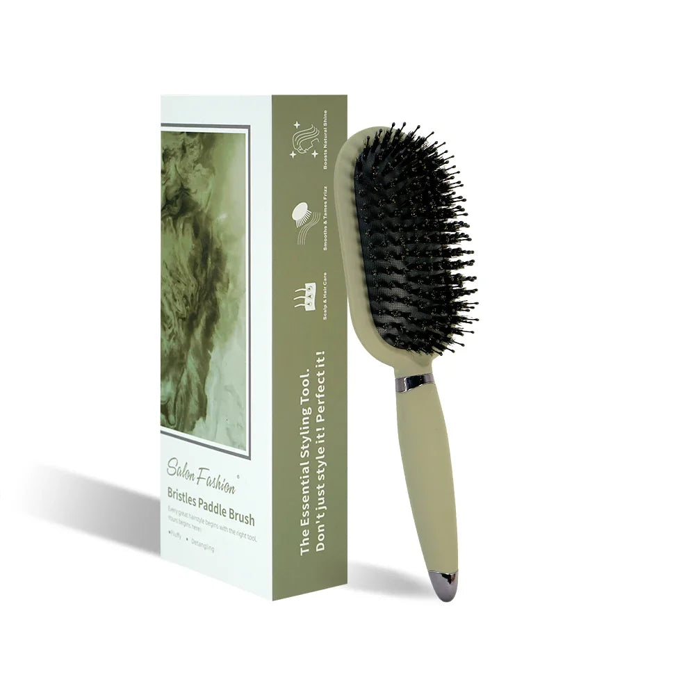1PC Boar Bristle Detangling Hair Comb Hollow Out Hair Brush Anti-Static Scalp Massage Hairbrush Salon Styling Tools For Gifting - Fabs things