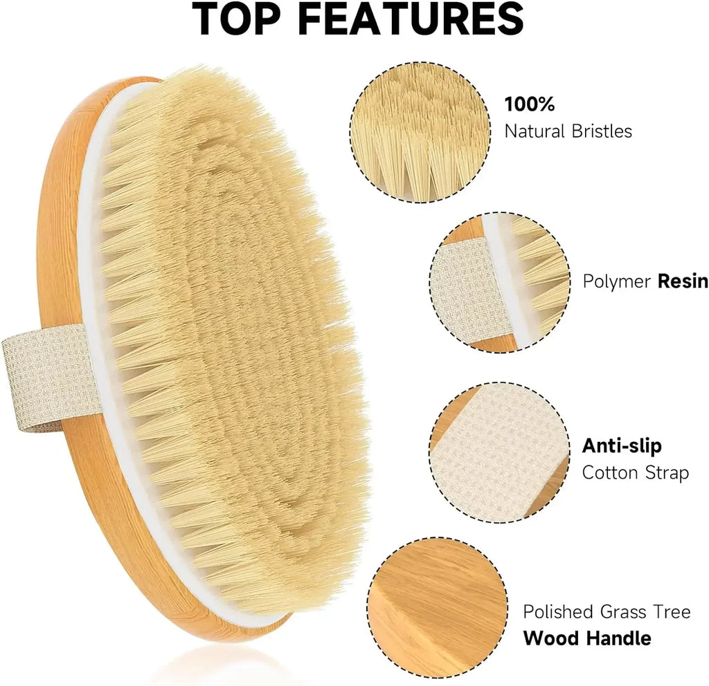 Dry Body Brushes, Exfoliating Body Scrubbers, Natural Bristles for Dry Skin, Improve Circulation, Stop Ingrown Hairs - Fabs things
