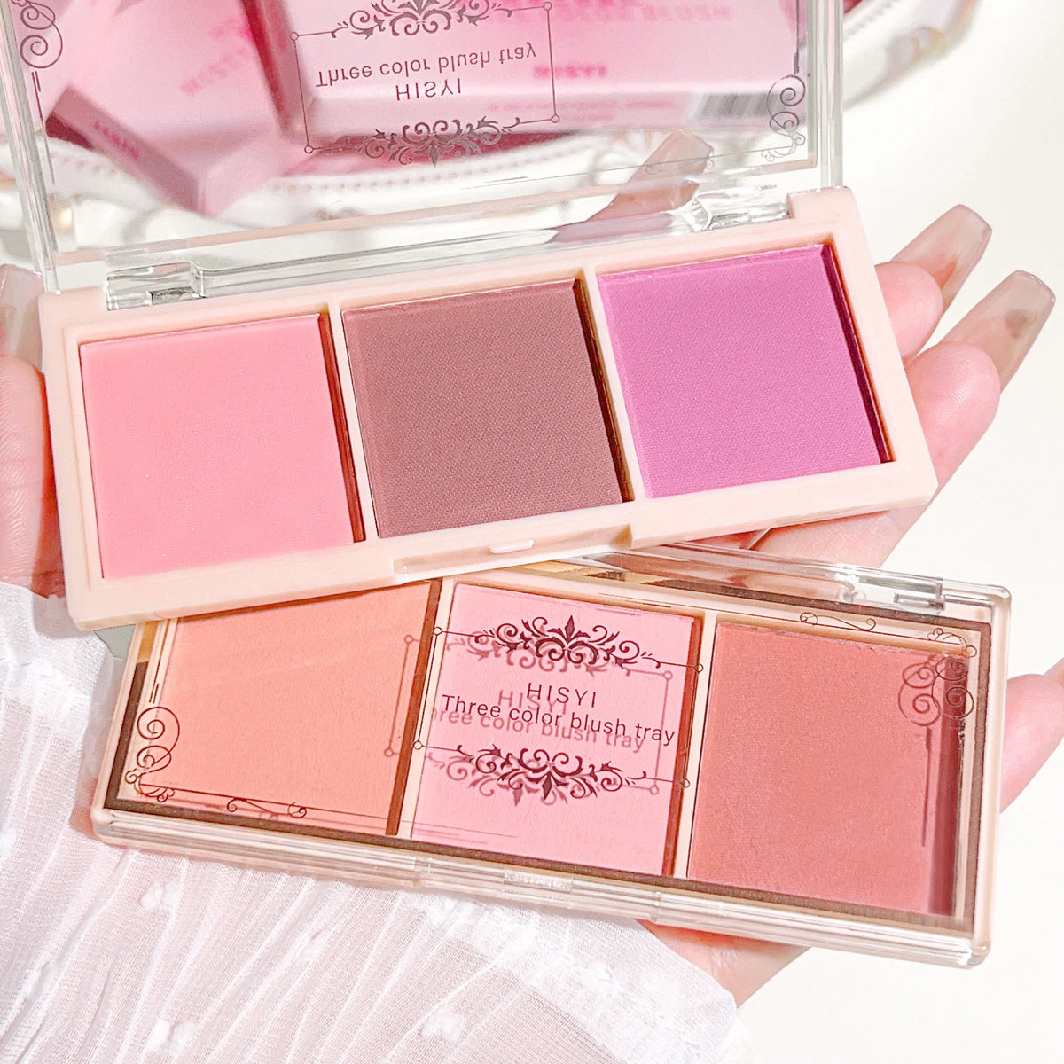 HISYI three-color blush natural color rendering delicate non-flying powder matte rouge holding makeup clear vitality girl blush - Fabs things