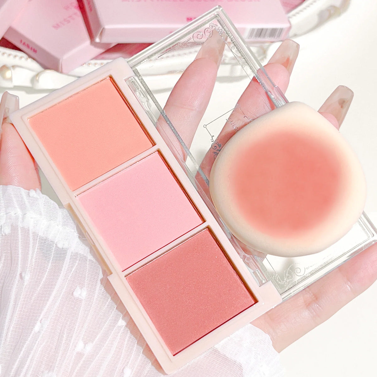 HISYI three-color blush natural color rendering delicate non-flying powder matte rouge holding makeup clear vitality girl blush - Fabs things