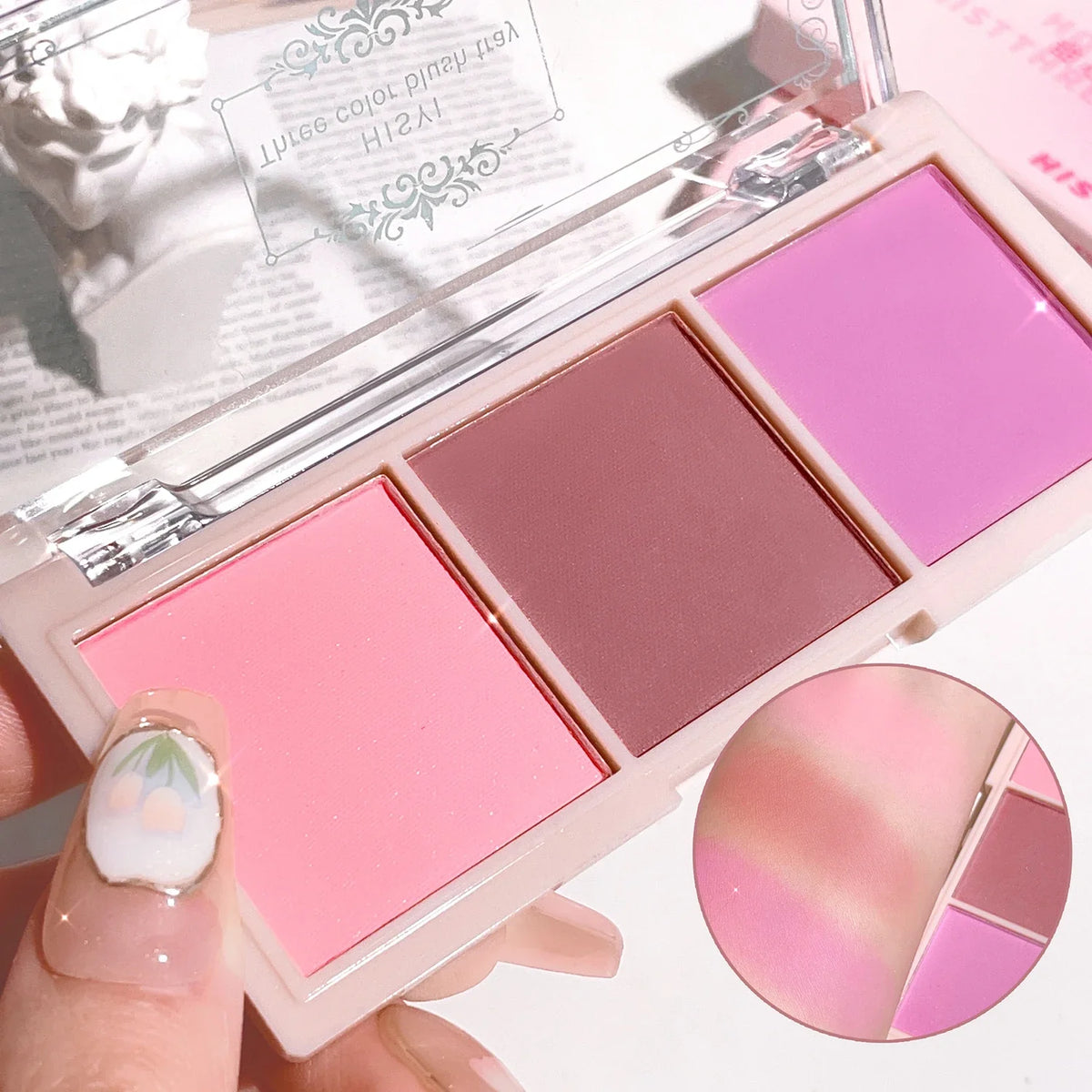 HISYI three-color blush natural color rendering delicate non-flying powder matte rouge holding makeup clear vitality girl blush - Fabs things