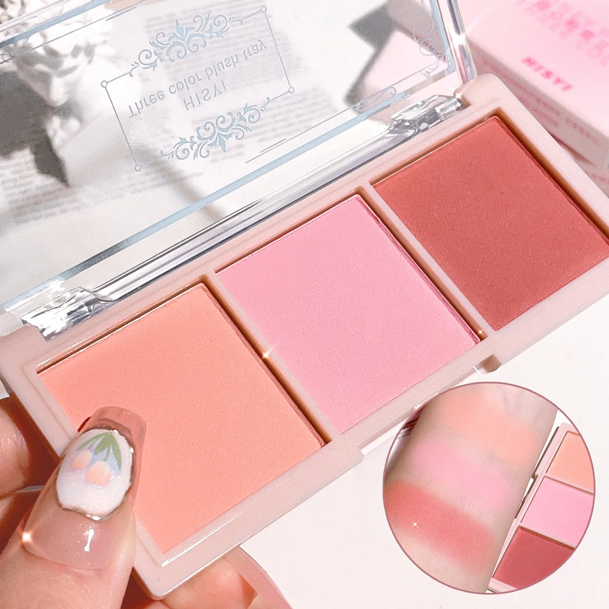 HISYI three-color blush natural color rendering delicate non-flying powder matte rouge holding makeup clear vitality girl blush - Fabs things