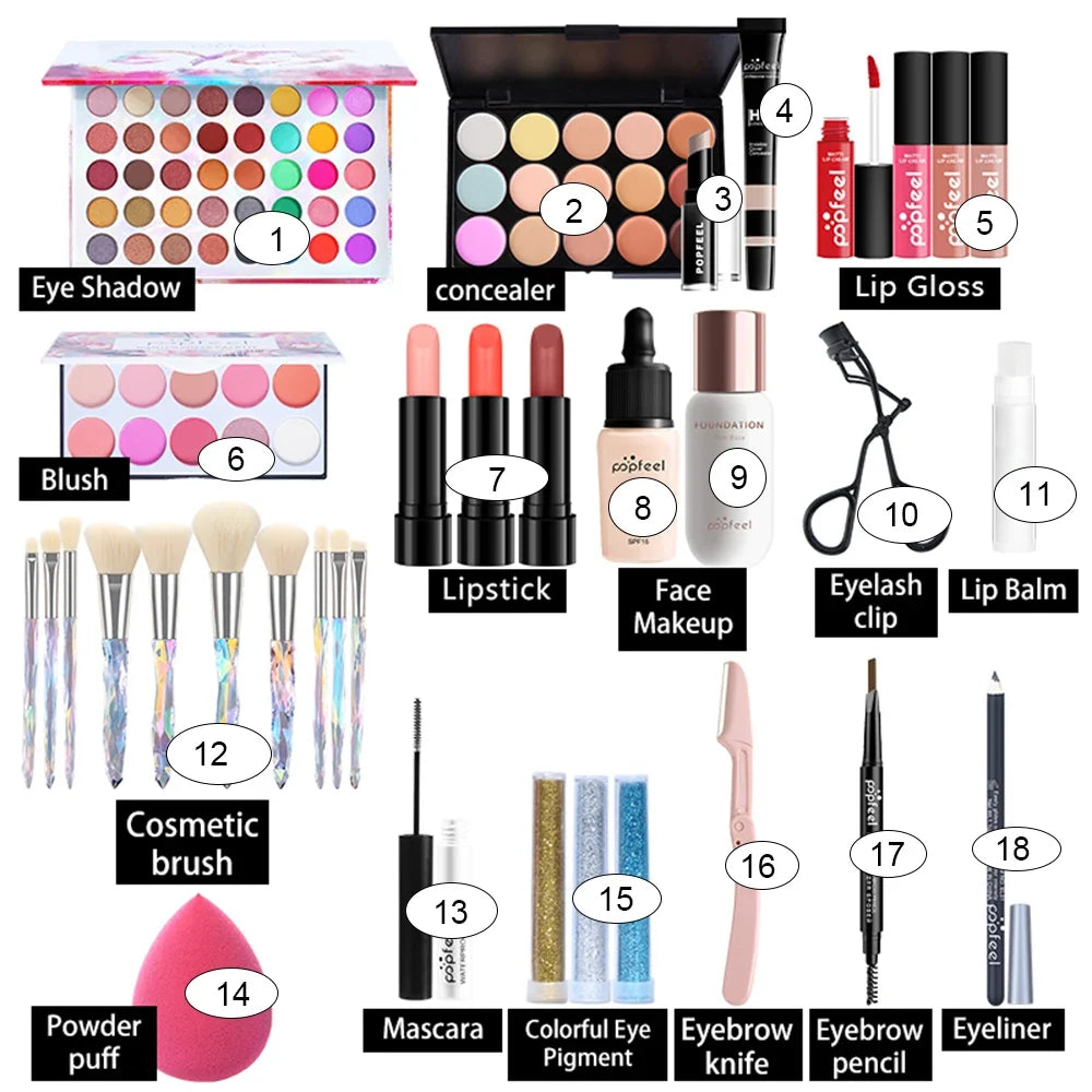POPFEEL All In One Makeup Kit  for Women Full Kit Set, All in One Makeup Sets Include Eyebrow Eyeliner Eyeshadow - Fabs things