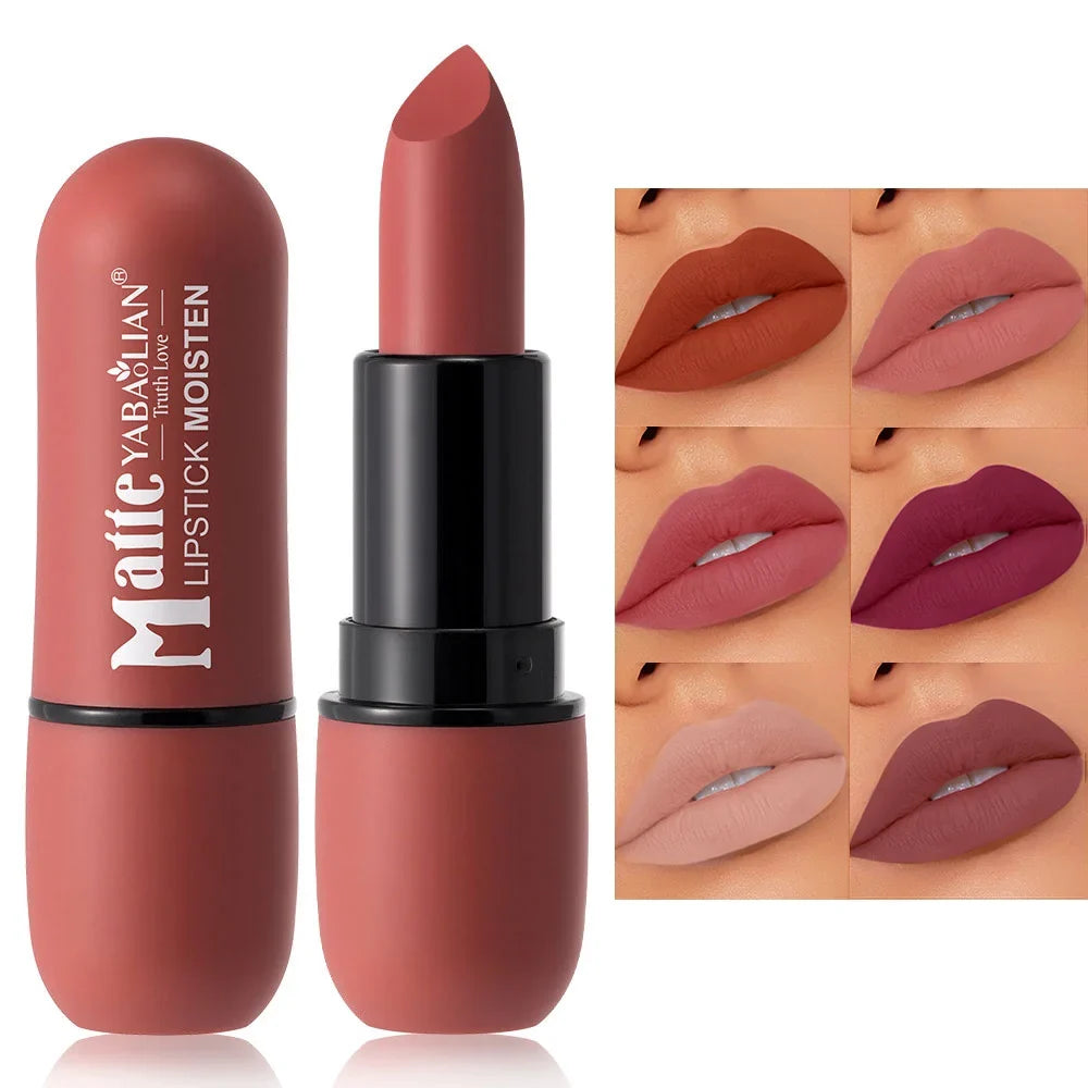 6-Color Matte Lipstick: Velvet Lip Color, Smooth, Waterproof, Long-Lasting Color Lip Makeup - Fabs things