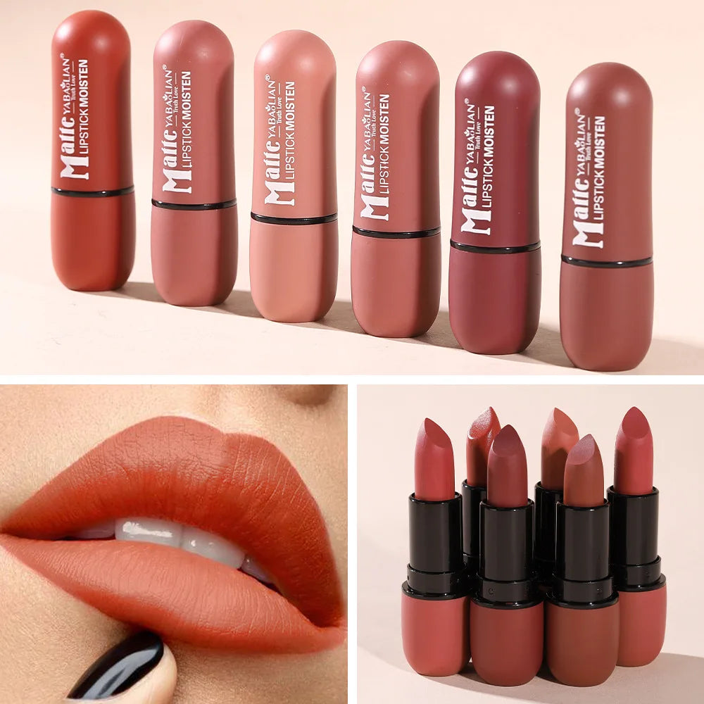 6-Color Matte Lipstick: Velvet Lip Color, Smooth, Waterproof, Long-Lasting Color Lip Makeup - Fabs things