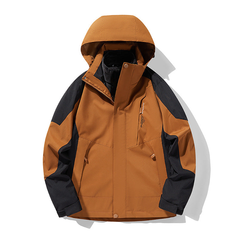 Three-in-one Removable Fleece-lined Thickened Waterproof Windproof Jacket Mountaineering - Fabs things