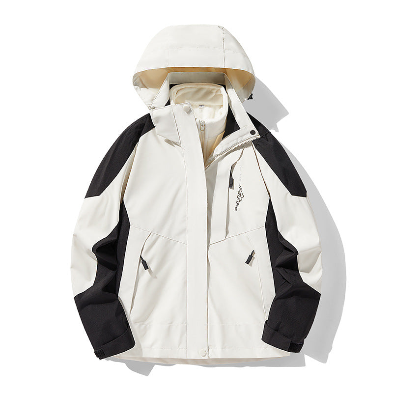 Three-in-one Removable Fleece-lined Thickened Waterproof Windproof Jacket Mountaineering - Fabs things