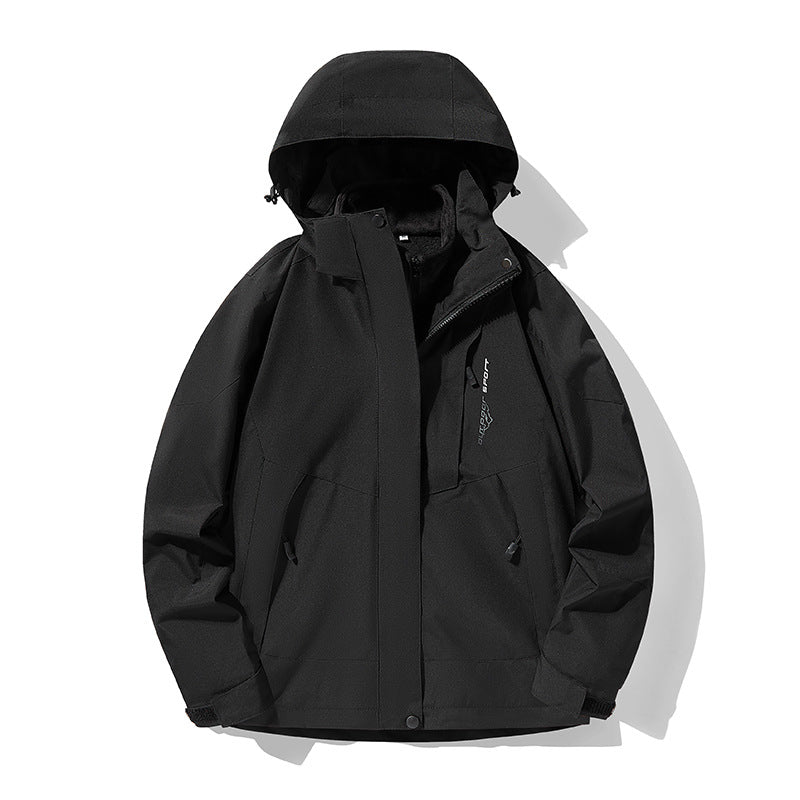 Three-in-one Removable Fleece-lined Thickened Waterproof Windproof Jacket Mountaineering - Fabs things