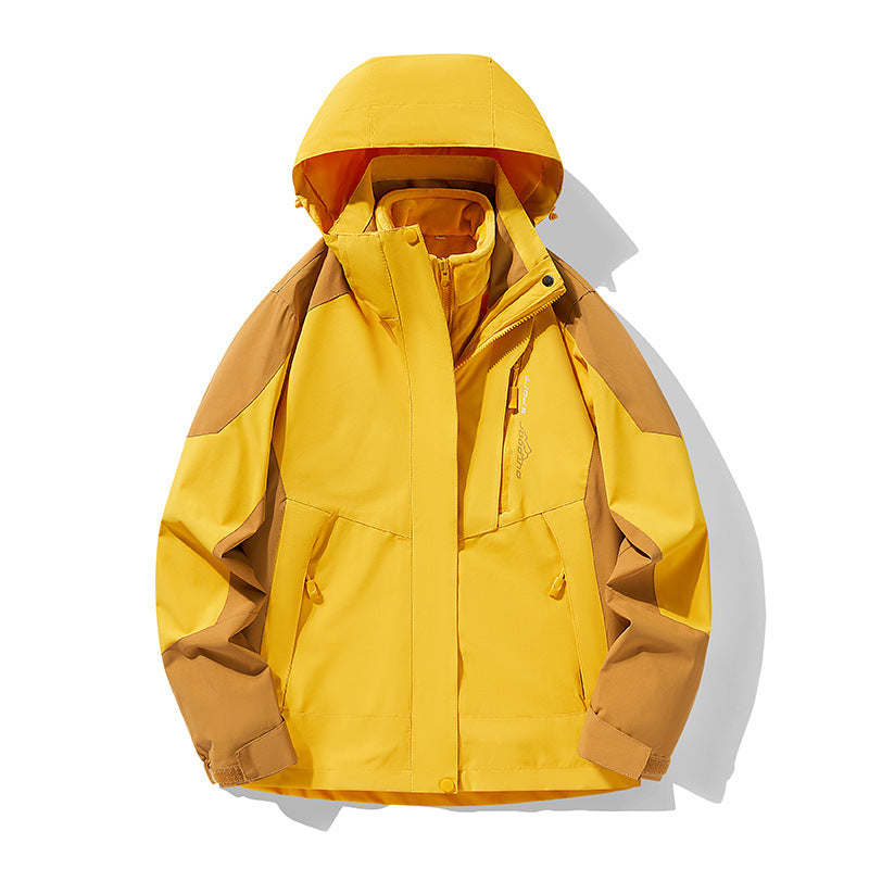 Three-in-one Removable Fleece-lined Thickened Waterproof Windproof Jacket Mountaineering - Fabs things