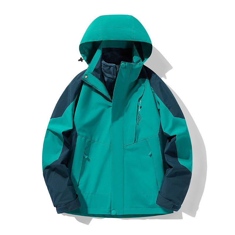 Three-in-one Removable Fleece-lined Thickened Waterproof Windproof Jacket Mountaineering - Fabs things