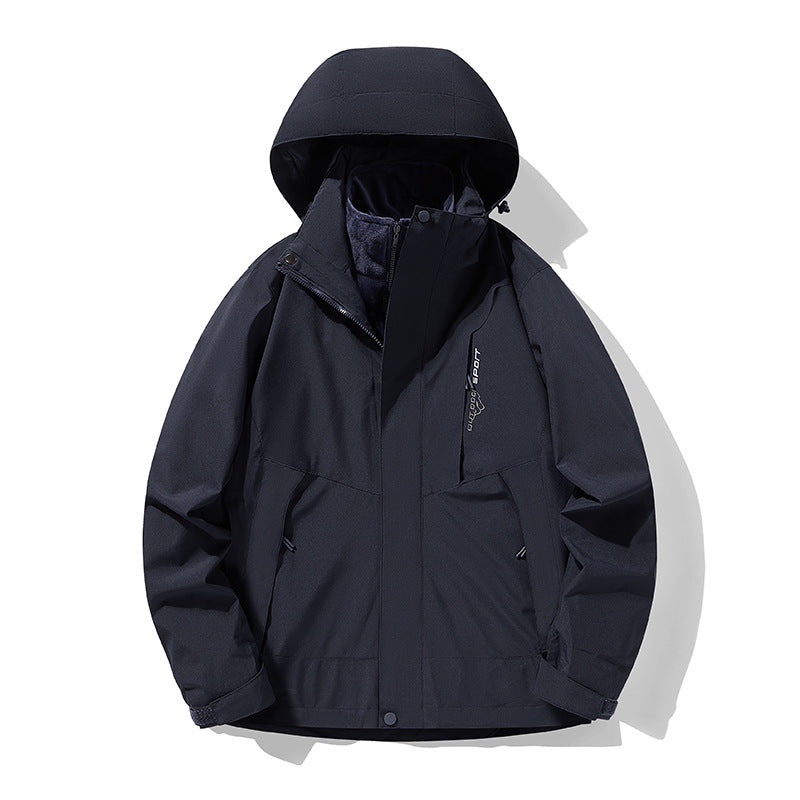 Three-in-one Removable Fleece-lined Thickened Waterproof Windproof Jacket Mountaineering - Fabs things
