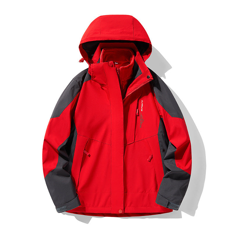 Three-in-one Removable Fleece-lined Thickened Waterproof Windproof Jacket Mountaineering - Fabs things