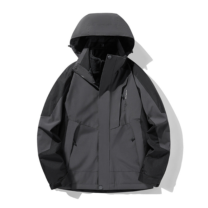 Three-in-one Removable Fleece-lined Thickened Waterproof Windproof Jacket Mountaineering - Fabs things