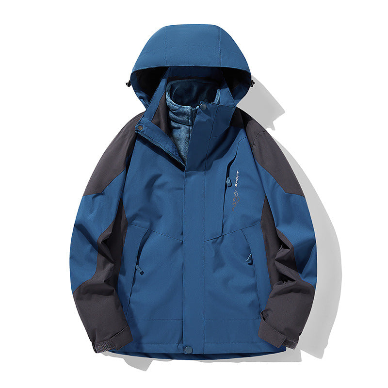 Three-in-one Removable Fleece-lined Thickened Waterproof Windproof Jacket Mountaineering - Fabs things