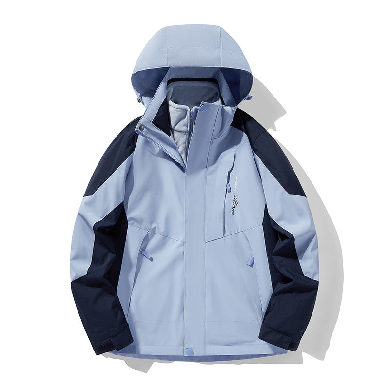Three-in-one Removable Fleece-lined Thickened Waterproof Windproof Jacket Mountaineering - Fabs things