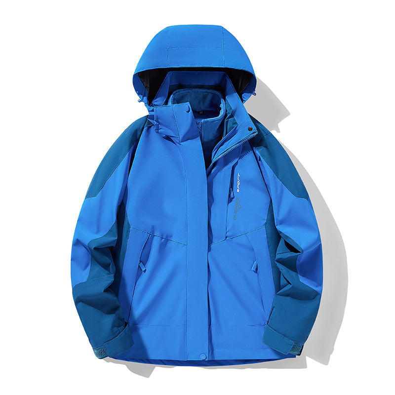 Three-in-one Removable Fleece-lined Thickened Waterproof Windproof Jacket Mountaineering - Fabs things