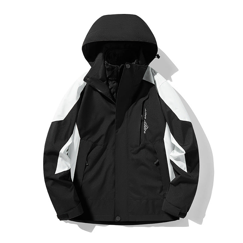 Three-in-one Removable Fleece-lined Thickened Waterproof Windproof Jacket Mountaineering - Fabs things