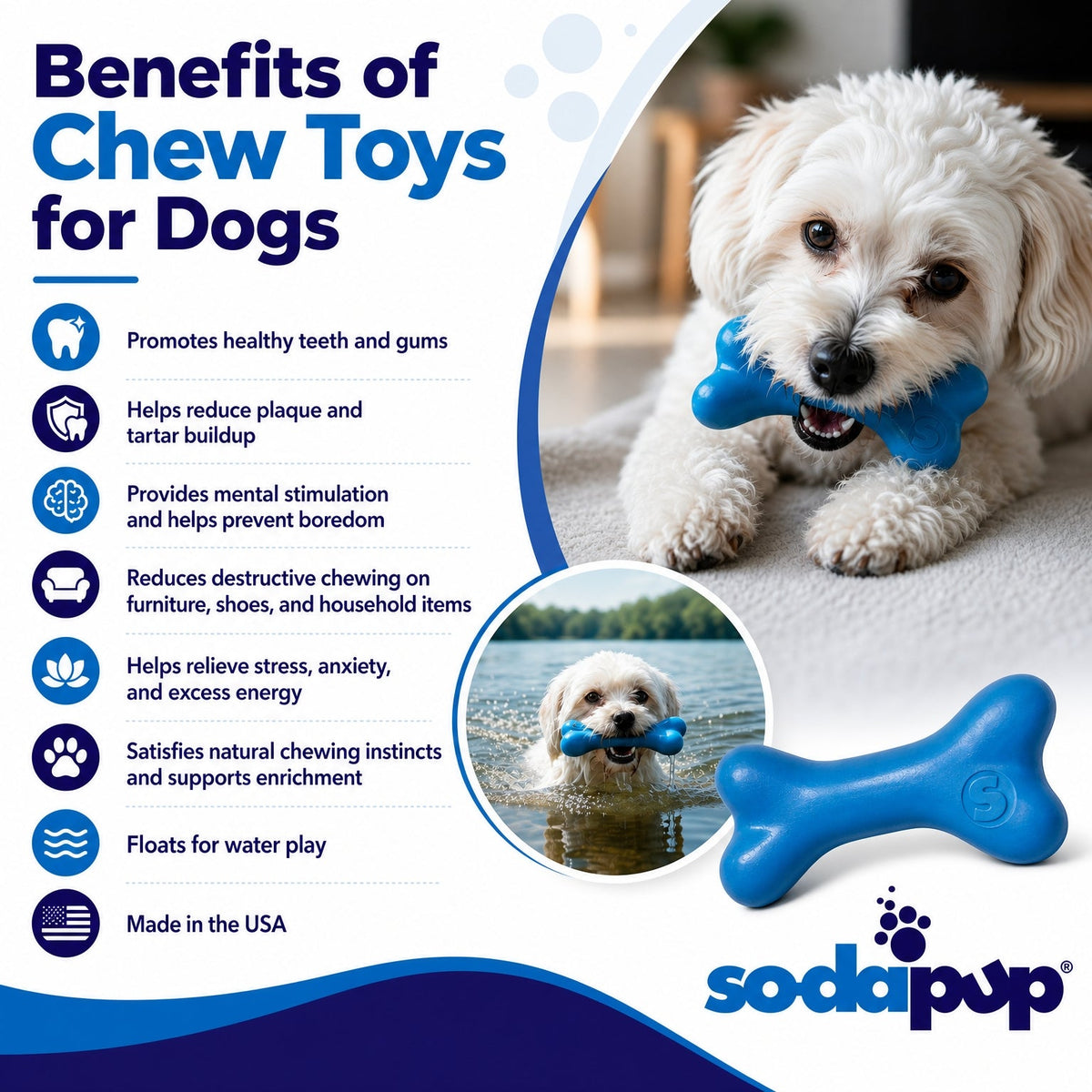 PUP-X Rubber Bone Dog Toy - Durable, Floats, Chew Toy for Large Dogs | USA - Fabs things