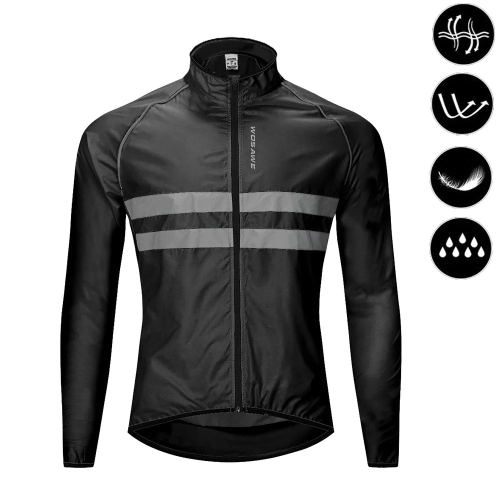 WOSAWE Men Cycling Windbreaker MTB Bicycle Long Sleeve Coat Water Resistant Outdoor Sport Jersey Bike Jacket Cycling Clothing - Fabs things