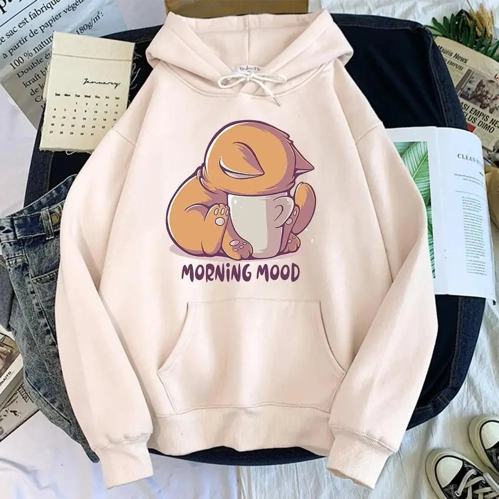 New Hoody Cat Cartoon Print Woman Sweatshirt With Hooded Loose Women's Hoodie Fashion Female Clothes Fleece Hoodies Women Cute Fashion Sweatshirts Sweatshirts Hoodie For Teen Girls Hoodies - Fabs things