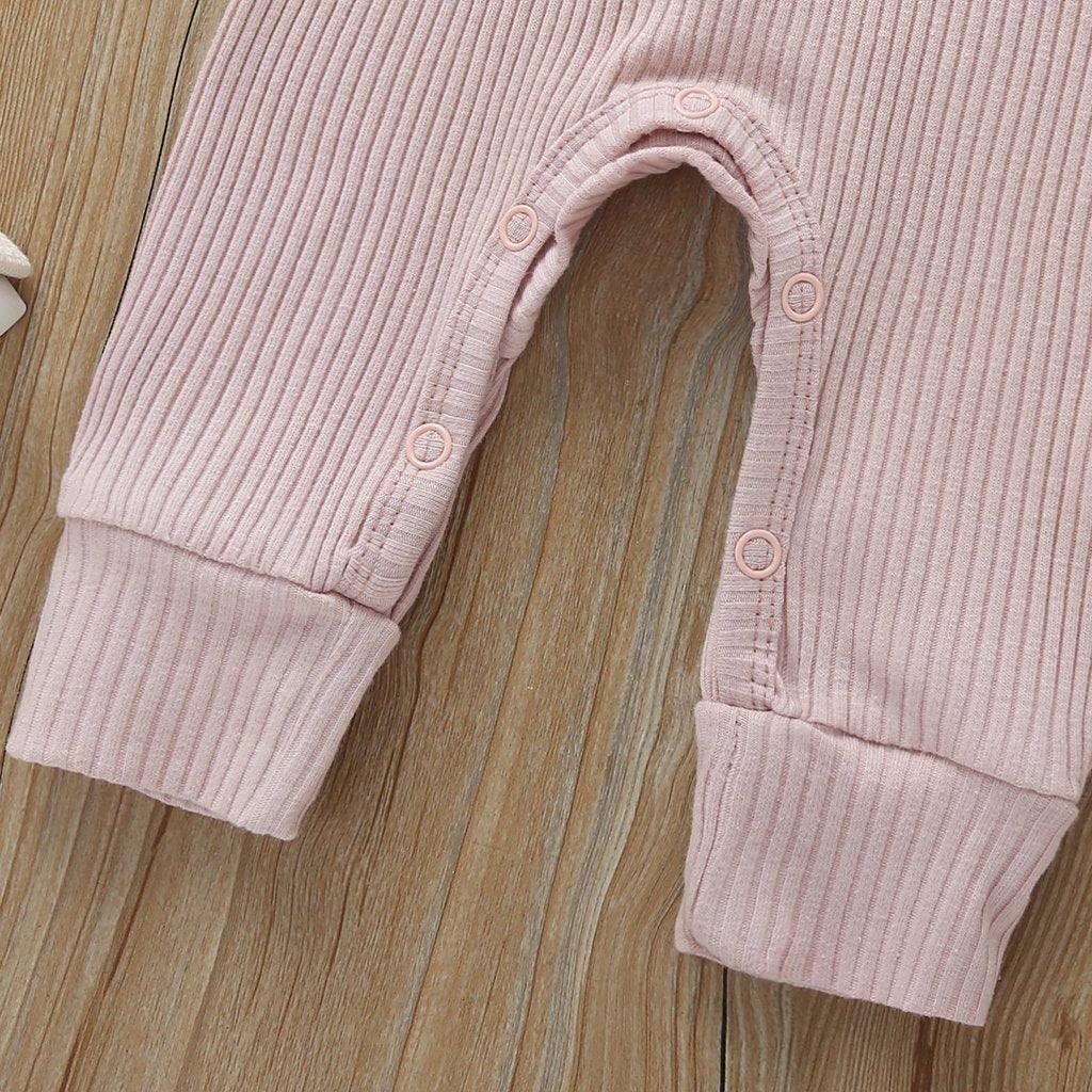 Infant Baby Boy Girl Cotton Romper Knitted Ribbed Jumpsuit Solid Clothes Warm Outfit For Kids - Fabs things