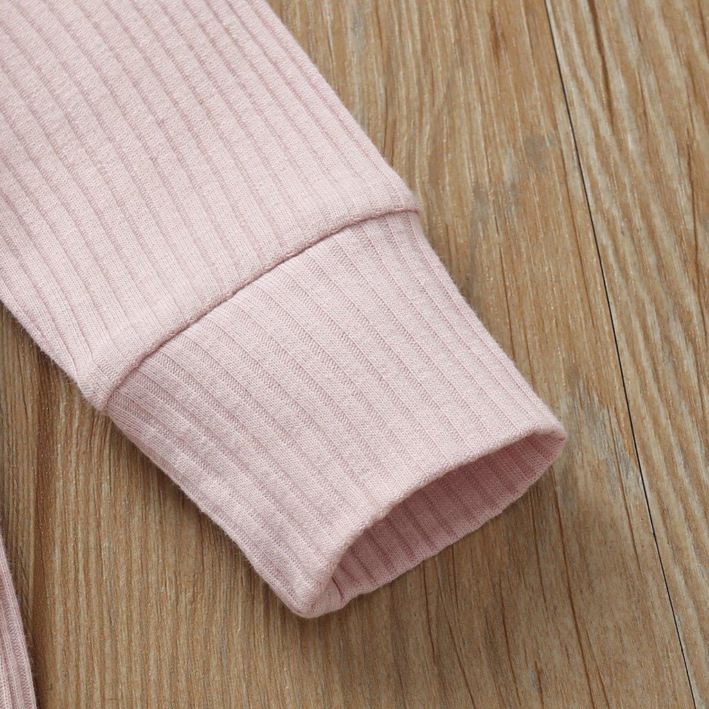 Infant Baby Boy Girl Cotton Romper Knitted Ribbed Jumpsuit Solid Clothes Warm Outfit For Kids - Fabs things
