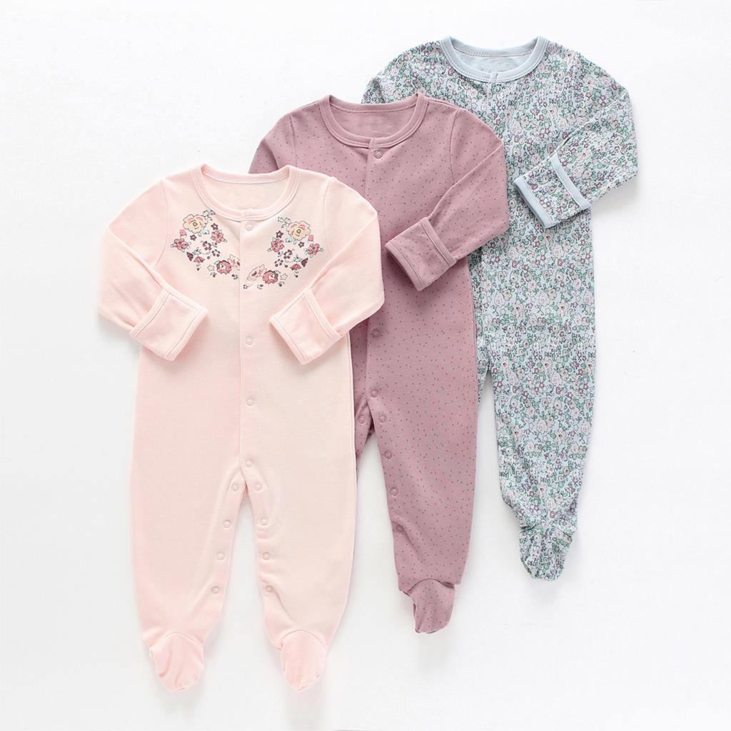 3pcs Set Baby Romper Newborn Sleep suit Flower Baby Rompers Infant Baby Clothes Long Sleeve Newborn Jumpsuits Pajamas for Kids - Fabs things