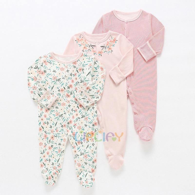 3pcs Set Baby Romper Newborn Sleep suit Flower Baby Rompers Infant Baby Clothes Long Sleeve Newborn Jumpsuits Pajamas for Kids - Fabs things