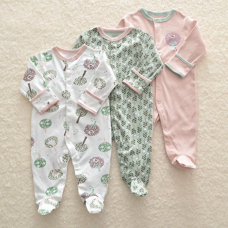 3pcs Set Baby Romper Newborn Sleep suit Flower Baby Rompers Infant Baby Clothes Long Sleeve Newborn Jumpsuits Pajamas for Kids - Fabs things