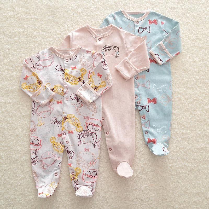 3pcs Set Baby Romper Newborn Sleep suit Flower Baby Rompers Infant Baby Clothes Long Sleeve Newborn Jumpsuits Pajamas for Kids - Fabs things