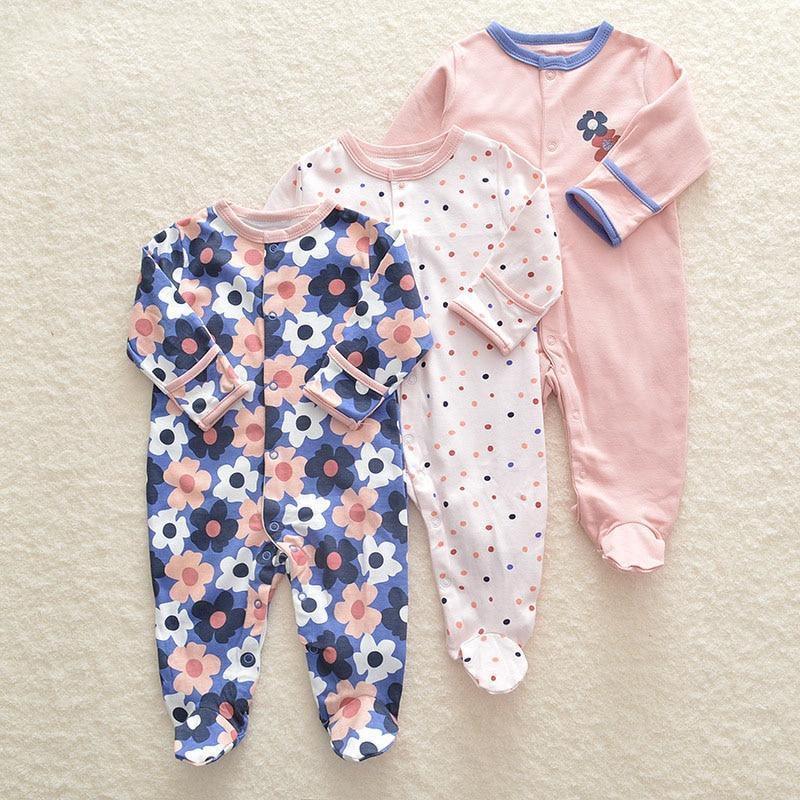 3pcs Set Baby Romper Newborn Sleep suit Flower Baby Rompers Infant Baby Clothes Long Sleeve Newborn Jumpsuits Pajamas for Kids - Fabs things