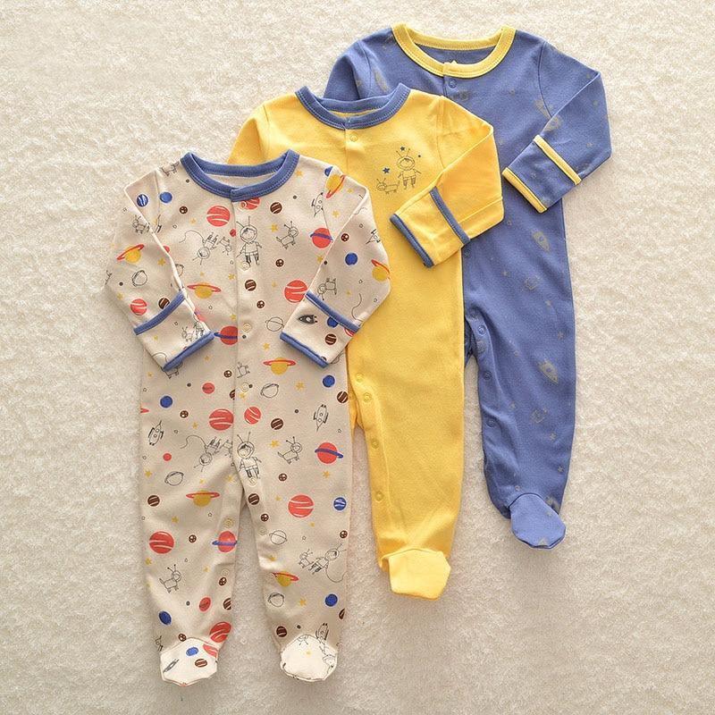 3pcs Set Baby Romper Newborn Sleep suit Flower Baby Rompers Infant Baby Clothes Long Sleeve Newborn Jumpsuits Pajamas for Kids - Fabs things