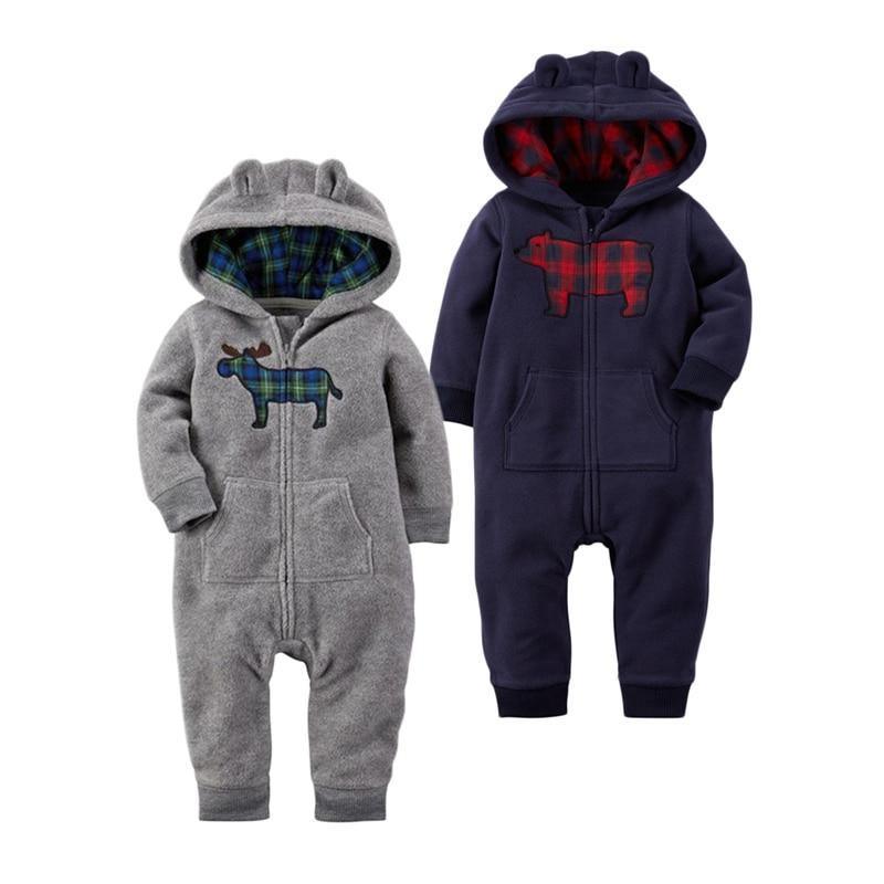 Modern High Quality Newborn Infant Baby Clothes Fleece Jumpsuit Boys Romper Hooded Jumpsuit Bear For Kids - Fabs things