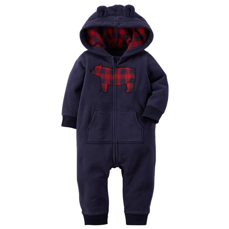 Modern High Quality Newborn Infant Baby Clothes Fleece Jumpsuit Boys Romper Hooded Jumpsuit Bear For Kids - Fabs things