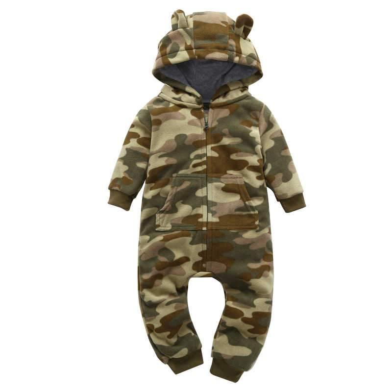 Modern High Quality Newborn Infant Baby Clothes Fleece Jumpsuit Boys Romper Hooded Jumpsuit Bear For Kids - Fabs things