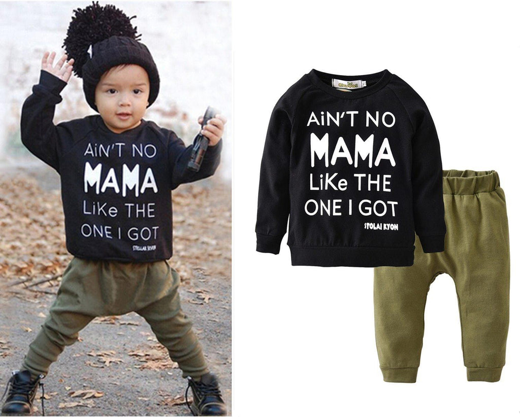 Newborn Baby Boy Clothes Set Long Sleeve Letter Like A Boss T-shirt , Pants Infant Clothing Set For Baby - Fabs things