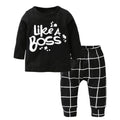 Newborn Baby Boy Clothes Set Long Sleeve Letter Like A Boss T-shirt , Pants Infant Clothing Set For Baby - Fabs things