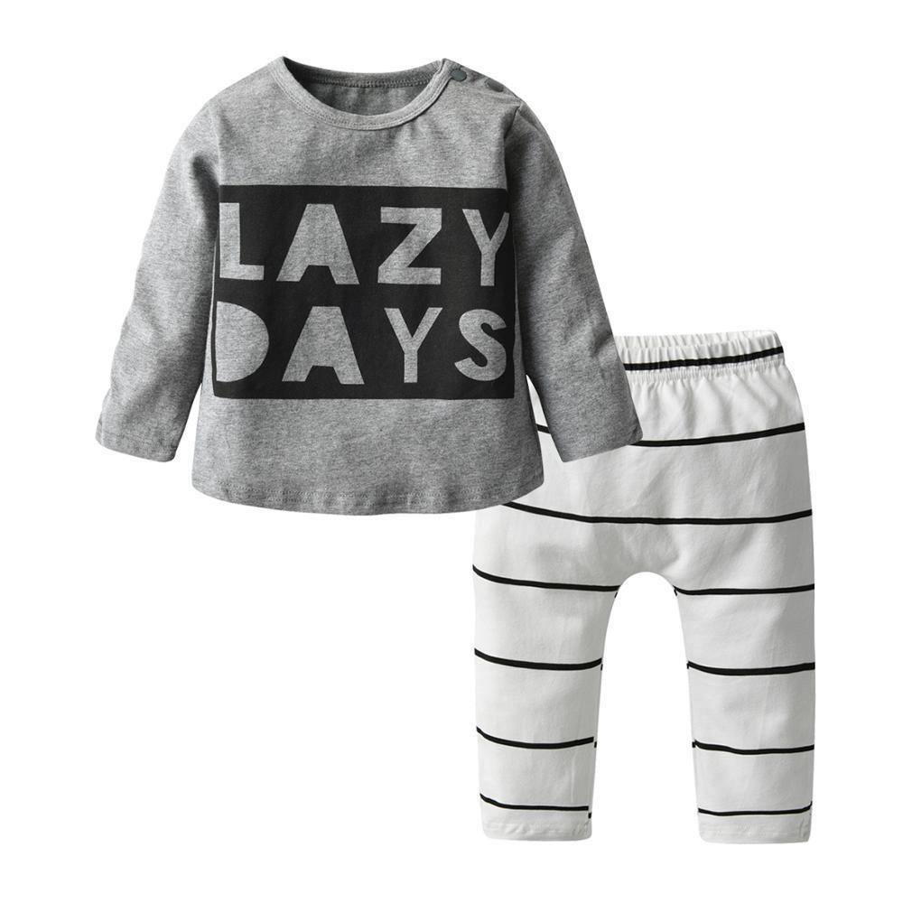 Newborn Baby Boy Clothes Set Long Sleeve Letter Like A Boss T-shirt , Pants Infant Clothing Set For Baby - Fabs things