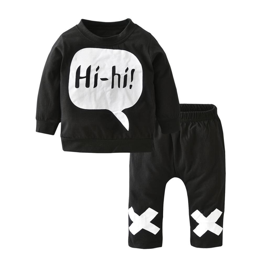 Newborn Baby Boy Clothes Set Long Sleeve Letter Like A Boss T-shirt , Pants Infant Clothing Set For Baby - Fabs things