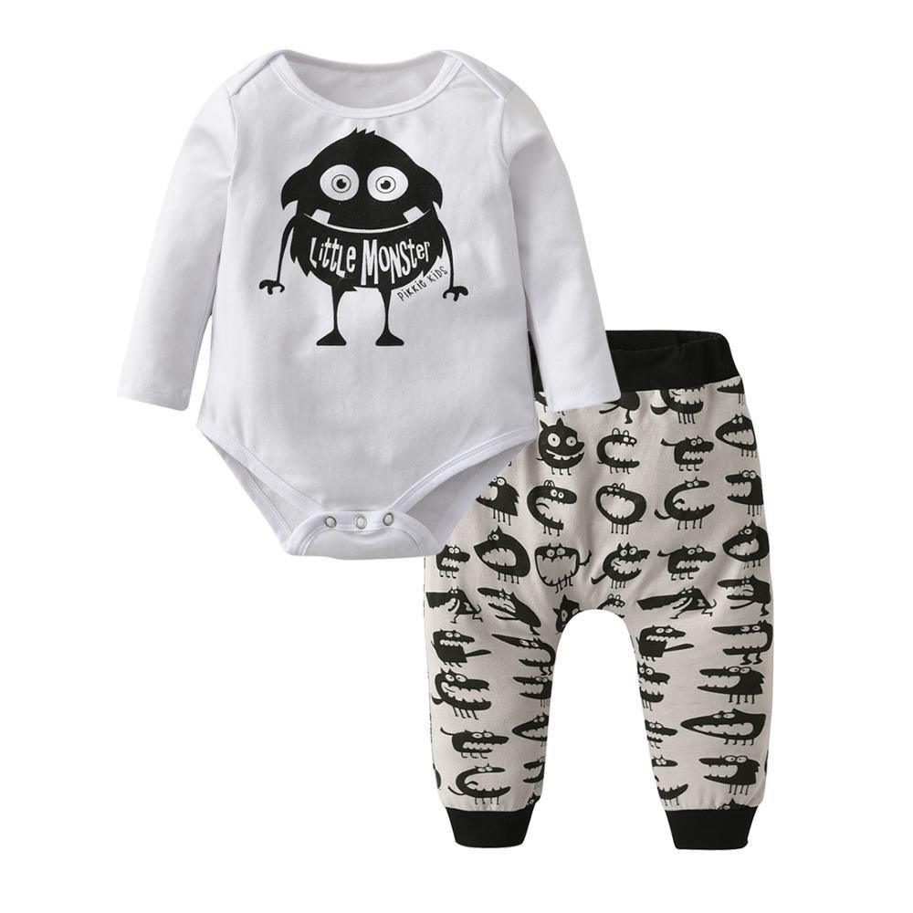 Newborn Baby Boy Clothes Set Long Sleeve Letter Like A Boss T-shirt , Pants Infant Clothing Set For Baby - Fabs things