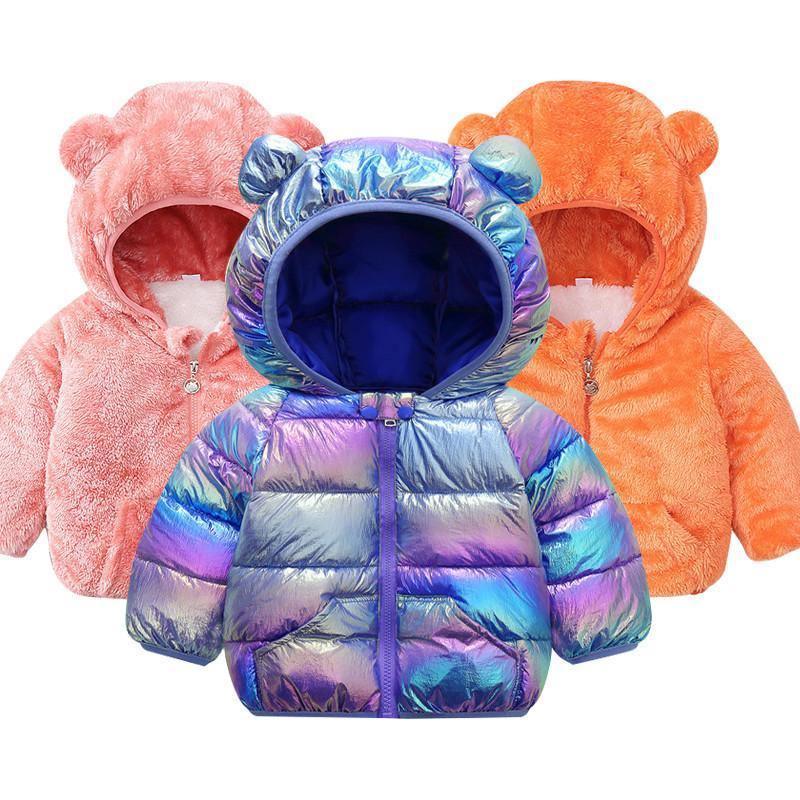 Shiny Toddler Baby Warm Hooded Coat Winter Outerwear Infant Clothes Cute Jacket Baby Clothes For Girls - Fabs things