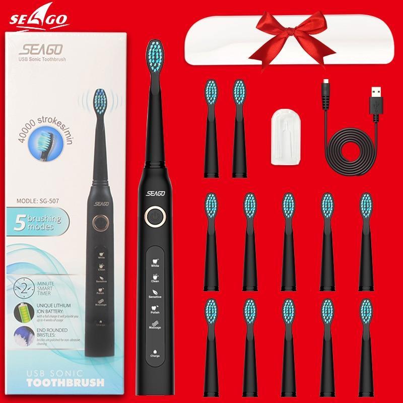 Electric Vibration Toothbrush Sonic Rechargeable Smart Chip Teethbrush Head Replaceable Whitening Healthy Best Gift For Adults And Kids - Fabs things
