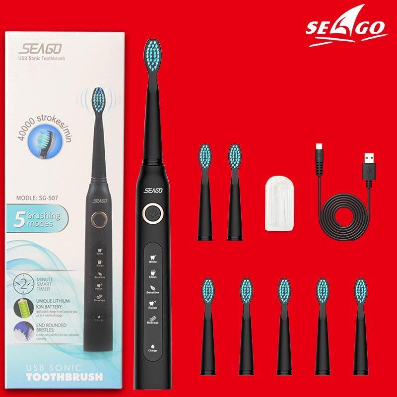 Electric Vibration Toothbrush Sonic Rechargeable Smart Chip Teethbrush Head Replaceable Whitening Healthy Best Gift For Adults And Kids - Fabs things