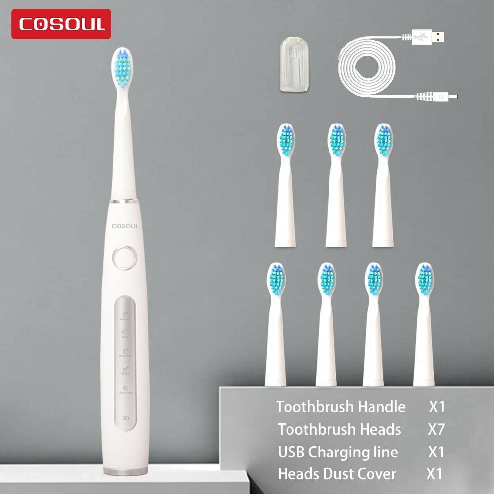 Electric Vibration Toothbrush Sonic Rechargeable Smart Chip Teethbrush Head Replaceable Whitening Healthy Best Gift For Adults And Kids - Fabs things